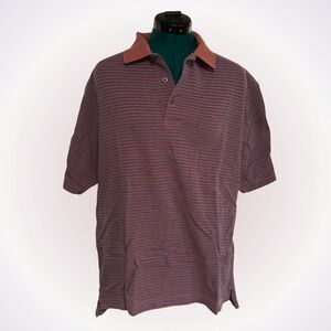 Jos. A. Bank Orange & Navy Striped Polo | Sz L